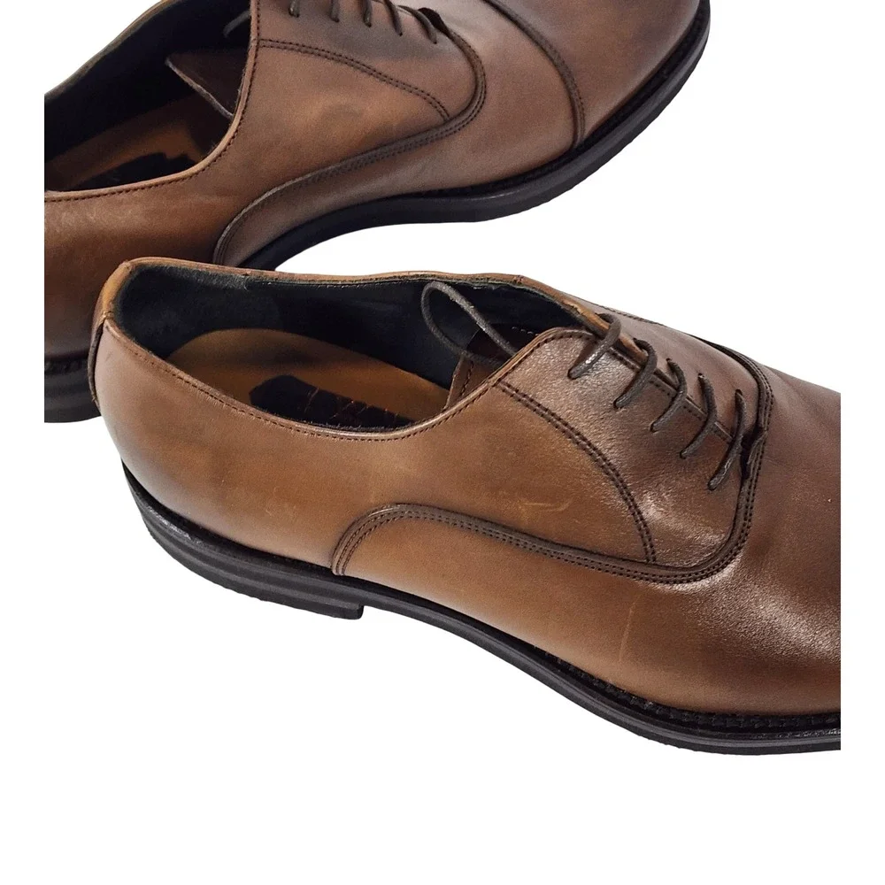 Martin Dingman Brown Leather Cap-Toe Oxfords